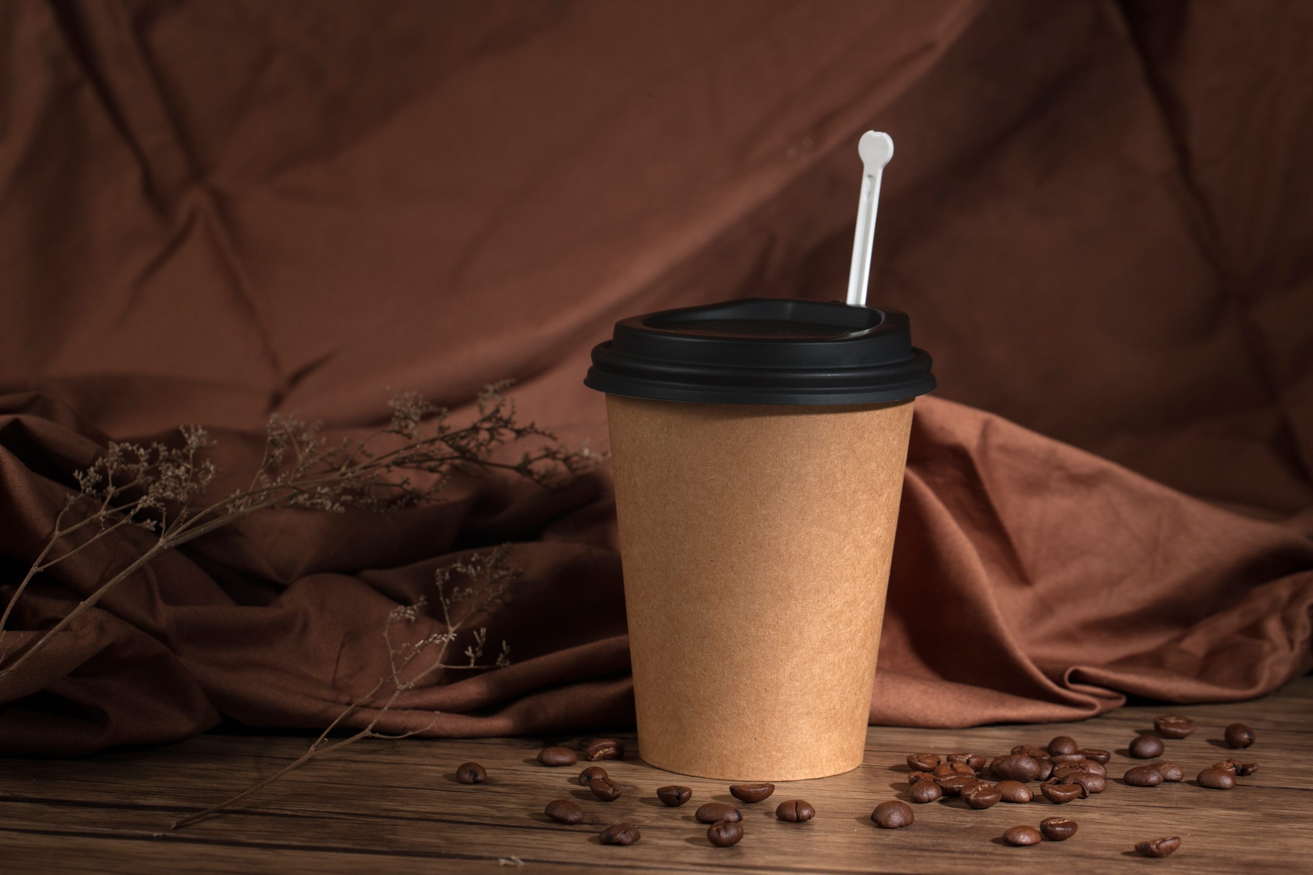 PLA Coated Unbleached Paper Cups with CPLA Lids and CPLA Stirrer AHCOF